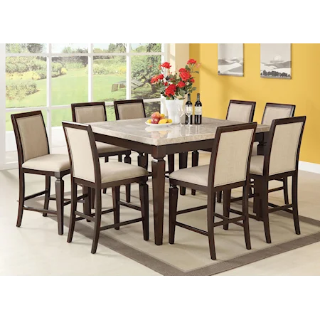 Nine-Piece Counter Height Table and Stool Dining Set